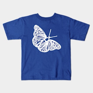 Butterfly line art white Kids T-Shirt